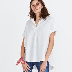 Courier Button-Back Shirt in Pure White